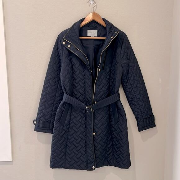 Cole Haan Quilted Puffer Trenchcoat Belted Jacket | Women’s Medium - Picture 1 of 9